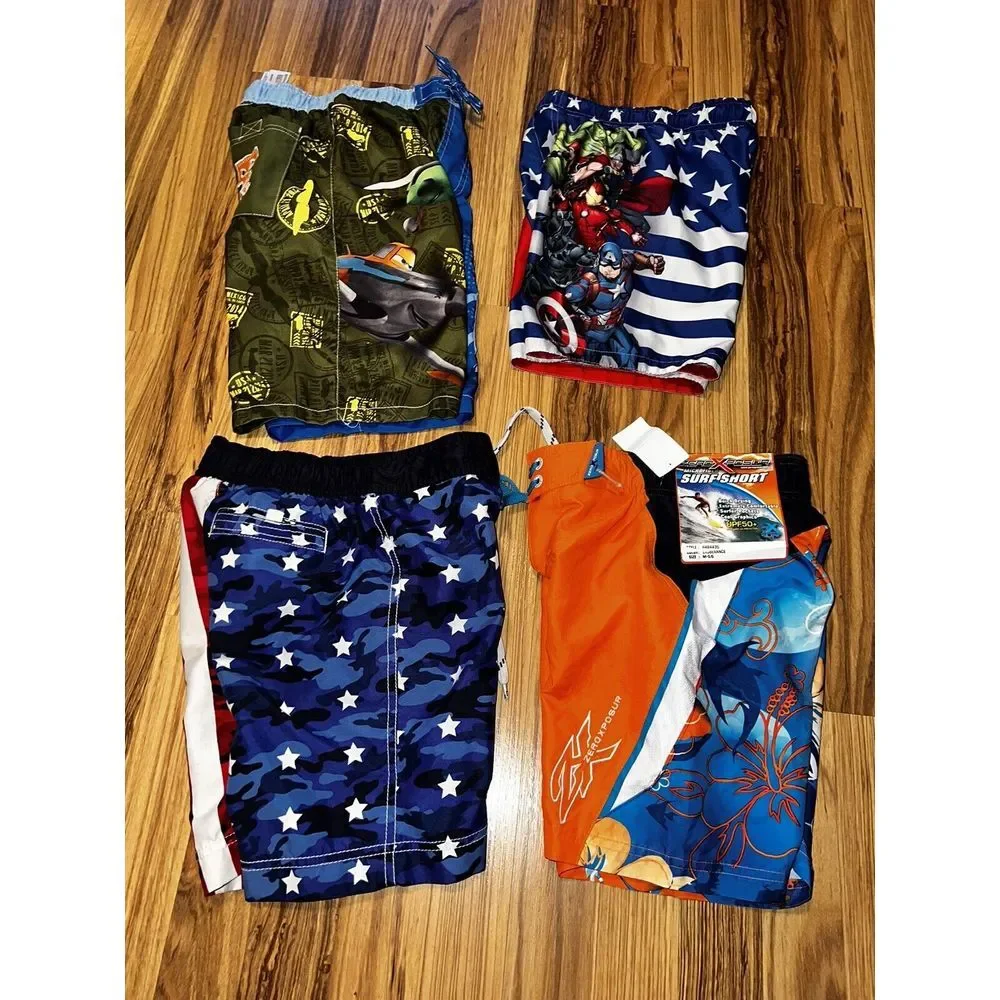 Disney Planes Avengers‎ TCP Zero Exposure Boys Swim Trunks Sz 5/6 Lot Of 3